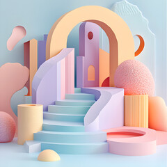 Poster - Colorful abstract architecture design creative studio 3d artwork modern environment artistic perspective visual concept for imagination