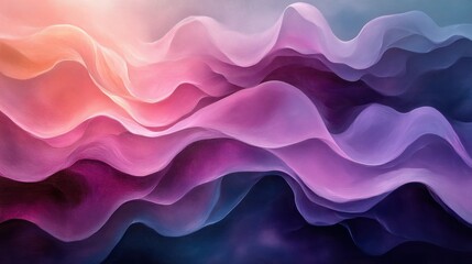 Canvas Print - Abstract waves in soft colors create a serene and calming visual experience.