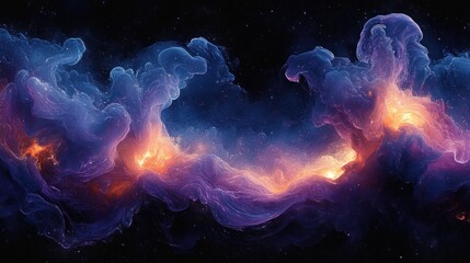 Wall Mural - A vibrant cosmic scene depicting swirling clouds of gas and stars in deep space.