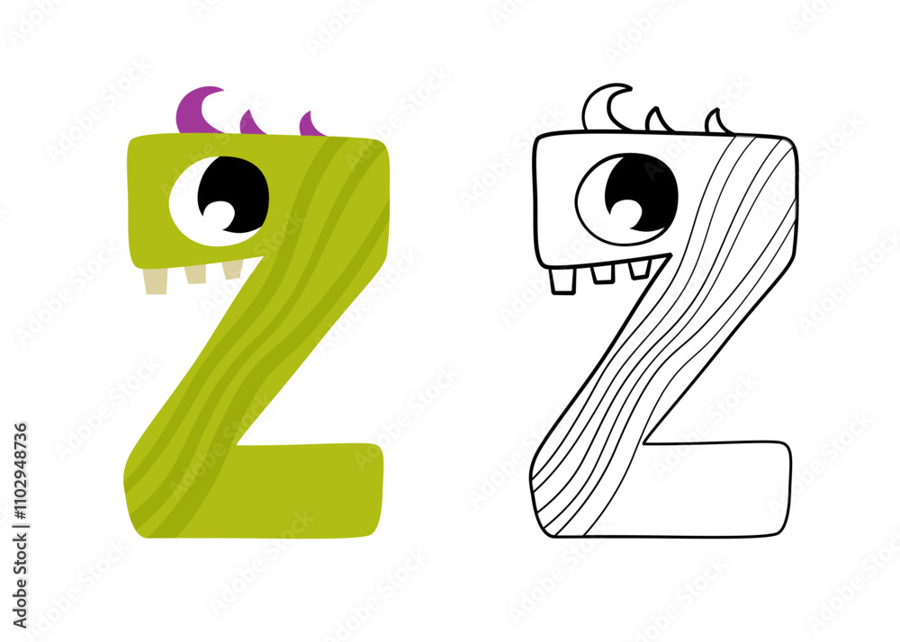 Vector cartoon illustration of monsters letter english alphabet. Color ...