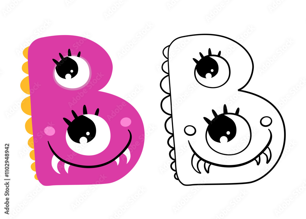 Vector cartoon illustration of monsters letter english alphabet. Color ...
