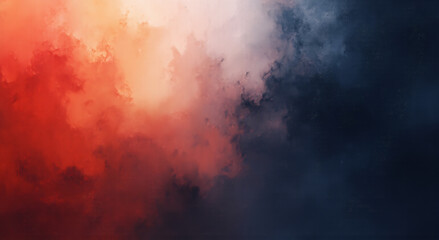 Poster - An abstract painting featuring a blend of red, orange, and dark hues, creating a dramatic and moody atmosphere that draws the viewer's attention for graphic resources.