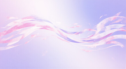 Poster - An abstract design featuring flowing ribbons in pastel pink and purple tones against a light background, creating a soft and dreamy visual effect for graphic resources.