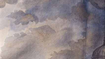 Poster - Watercolor art background on old paper with brushstrokes for cards, flyers, posters, cover designs, and invitations. Aged watercolor texture wallpaper. Beautiful watercolor background design.