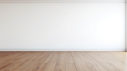 Poster - Spacious empty room featuring a wooden floor and minimalist white walls ideal for versatile background use.