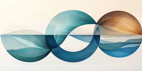 Aufkleber - Exploring contemporary minimal shapes overlapping forms in ocean view abstract art coastal environment aesthetic concept