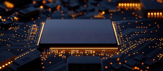 Poster - Close-up of MSATA NVMe M2 connector showcasing advanced SSD integration with computer motherboard emphasizing cutting-edge storage technology