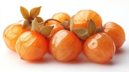 Poster - Fresh star gooseberries arranged artistically on a clean white background showcasing their vibrant color and unique texture