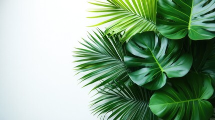 Poster - Tropical palm tree leaves arranged artistically on a clean white background for natural and elegant design inspiration