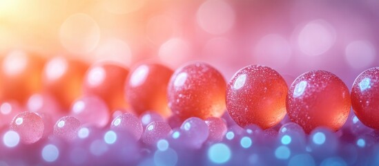 Poster - Colorful candy spheres arranged on a dreamy abstract background with a vintage filter and soft focus bokeh effect