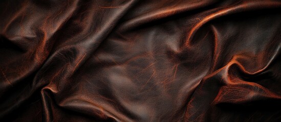 Aufkleber - Brown genuine leather texture background with soft folds highlighting its rich color and intricate details for design and decor use.