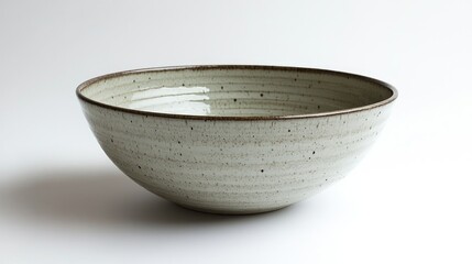 Poster - Stylish empty ceramic bowl with a textured surface set against a minimalistic white background for food presentation and design elements.