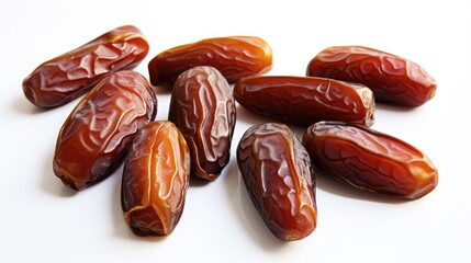 Poster - Fresh Medjool dates arranged on a clean white background highlighting their rich texture and natural sweetness.