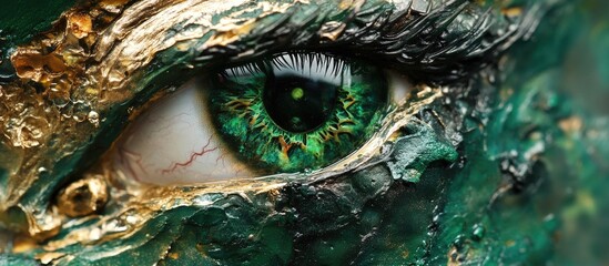 Aufkleber - Emerald green eye close-up with intricate textures and vibrant colors highlighting beauty and depth in artistic expression
