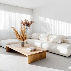 Poster - Transforming minimal home design with dried botanicals in white spaces a serene living room experience