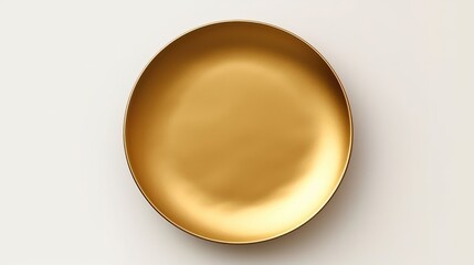 Poster - Isolated golden plate mockup on a neutral background ideal for food design presentations and culinary showcase applications.