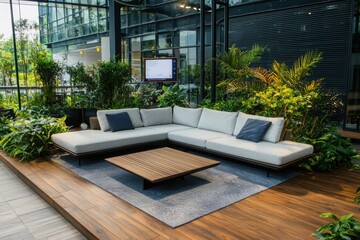 Poster - Transforming living spaces modern home automation with clean lines and comfortable seating in urban environments for a stylish lifestyle