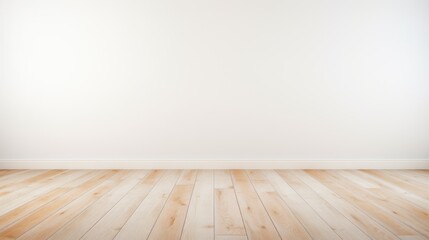 Poster - Minimalist empty room featuring wooden flooring and bright white walls ideal for background use in photography and design projects.