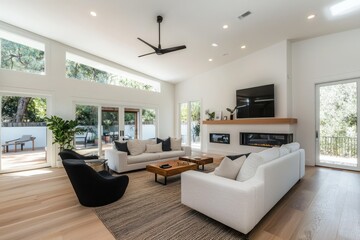 Poster - Enhancing comfort with modern digital temperature control in a neutral living room environment