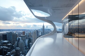Poster - Exploring modern space flowing lines urban cityscape architectural aesthetic contemporary design dramatic environment unique viewpoint