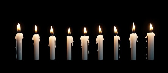 Poster - Illuminated candles in a row casting warm light against a dark backdrop creating a tranquil atmosphere during festive celebrations