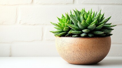 Poster - Gasteraloe succulent in decorative pot on a white background showcasing natural beauty and modern home decor style