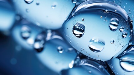 Aufkleber - Macro shot of blue plastic bottle neck showcasing water droplets with selective focus highlighting texture and clarity in an abstract style