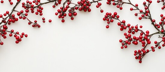 Aufkleber - Christmas garland with vibrant red berries on a clean white background perfect for festive holiday decor and seasonal design projects