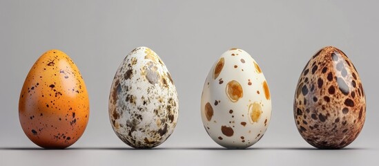 Aufkleber - Colorful quail eggs with intricate patterns arranged elegantly for Easter decoration and festive spring celebrations.