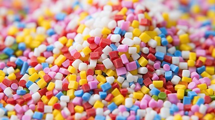 Aufkleber - Close up of vibrant cake sprinkles in various colors arranged on a white background for baking and decoration themes