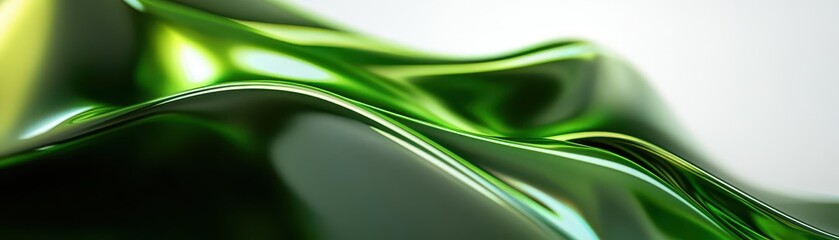 Poster - A smooth, undulating surface in vibrant green hues, showcasing reflections and textures that evoke a sense of depth and organic movement.