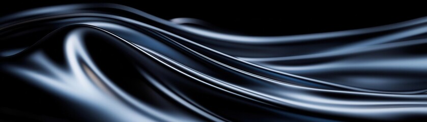 Poster - A smooth, flowing fabric captures light in elegant waves, creating a sense of depth and motion against a dark background.