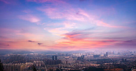 Wall Mural - asia business concept for real estate and corporate construction - panoramic modern city skyline aer
