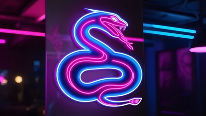 Wall Mural - This neon snake looks sleek and modern and uses colors like electric blue, neon pink and bright purple.