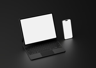 Wall Mural - responsive web design and website mockup, devices mock up, smartphone desktop tablet laptop template