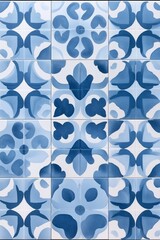 Poster - Hand-painted ceramic tiles arranged in a symmetrical pattern highlighting tradition and skill