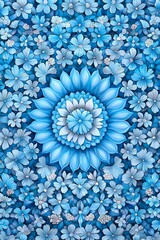 Poster - Hand-painted ceramic tiles arranged in a symmetrical pattern highlighting tradition and skill