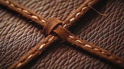 Poster - Handmade leather crafting, close-up of intricate stitching on a leather bag, authentic and skillful craftsmanship, rustic aesthetic