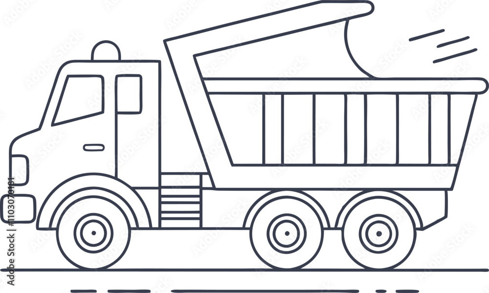 line drawing of dump truck, line art vector illustration Stock Vector ...