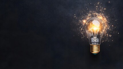 Poster - Illuminating ideas light bulb sparkling with creativity abstract concept digital art dark background innovative perspective