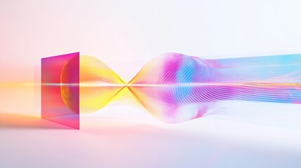 Poster - a double-slit experiment setup, showcasing a laser beam passing through two slits onto a detector screen,