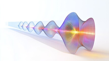 Poster - a double-slit experiment setup, showcasing a laser beam passing through two slits onto a detector screen,