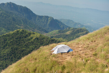 tourists camping tent relaxing with nature,lifestyle concept.