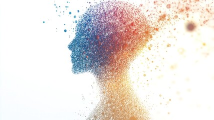 Poster - A human face dissolving into particles and data streams, illustrating the concept
