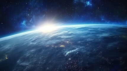 Wall Mural - bright explosion of meteorite impact from space