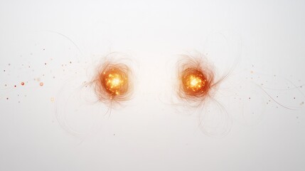 Poster - entanglement, with two interconnected particles glowing brightly, symbolizing their correlation regardless of distance.