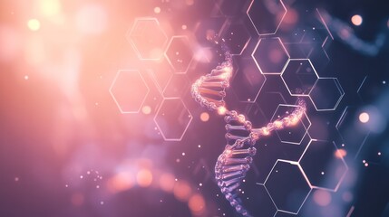 Poster - network surrounding a glowing DNA strand in the center