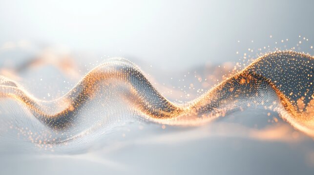 Glowing particles floating and swirling in space, representing quantum entanglement, with abstract energy