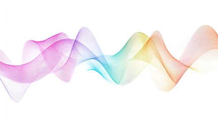 Poster - Quantum wave function represented by colorful sine waves intersecting and oscillating on a clean