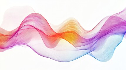 Poster - Quantum wave function represented by colorful sine waves intersecting and oscillating on a clean